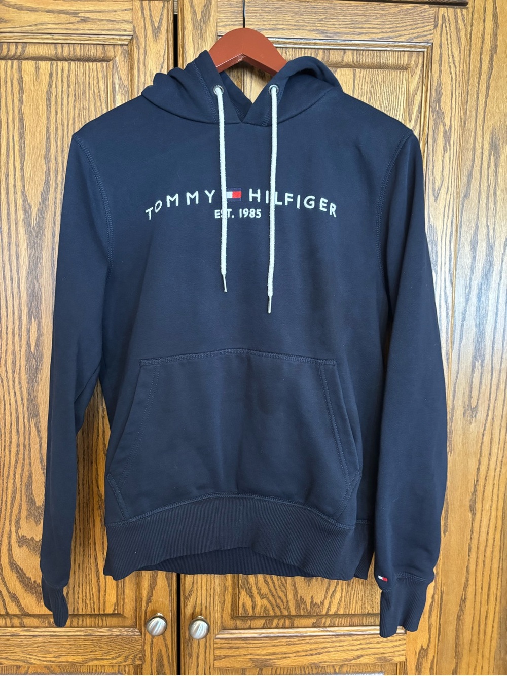 Women’s small Tommy Hilfiger Navy Pullover with White Drawstrings NWOT